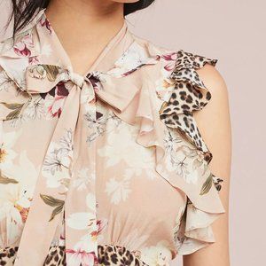 NEW ANTHROPOLOGIE KACHEL STUNNING SILK FLUTTERY DRESS